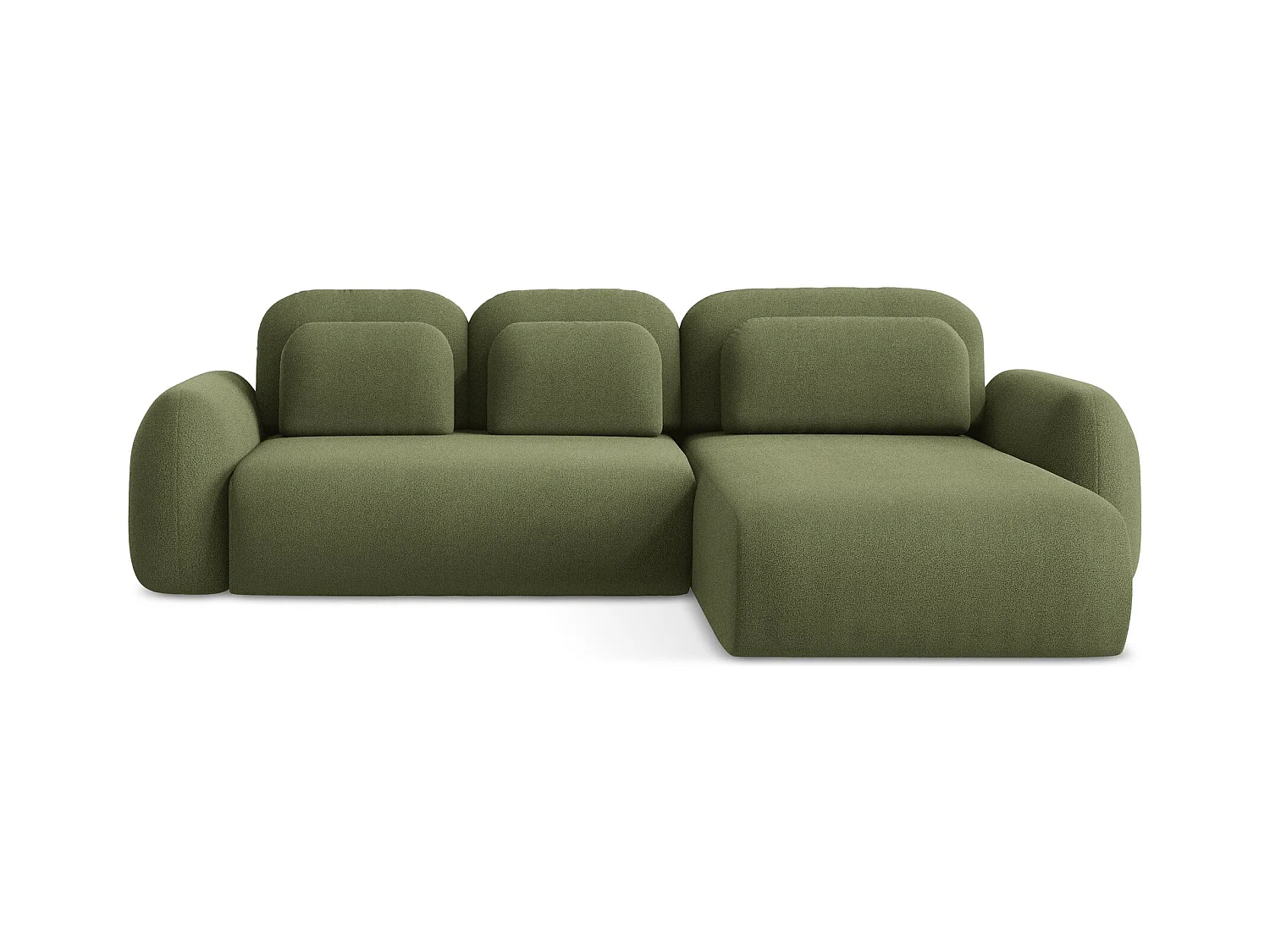 Canapé d'angle droit convertible en tissu bouclette - vert - LOHI