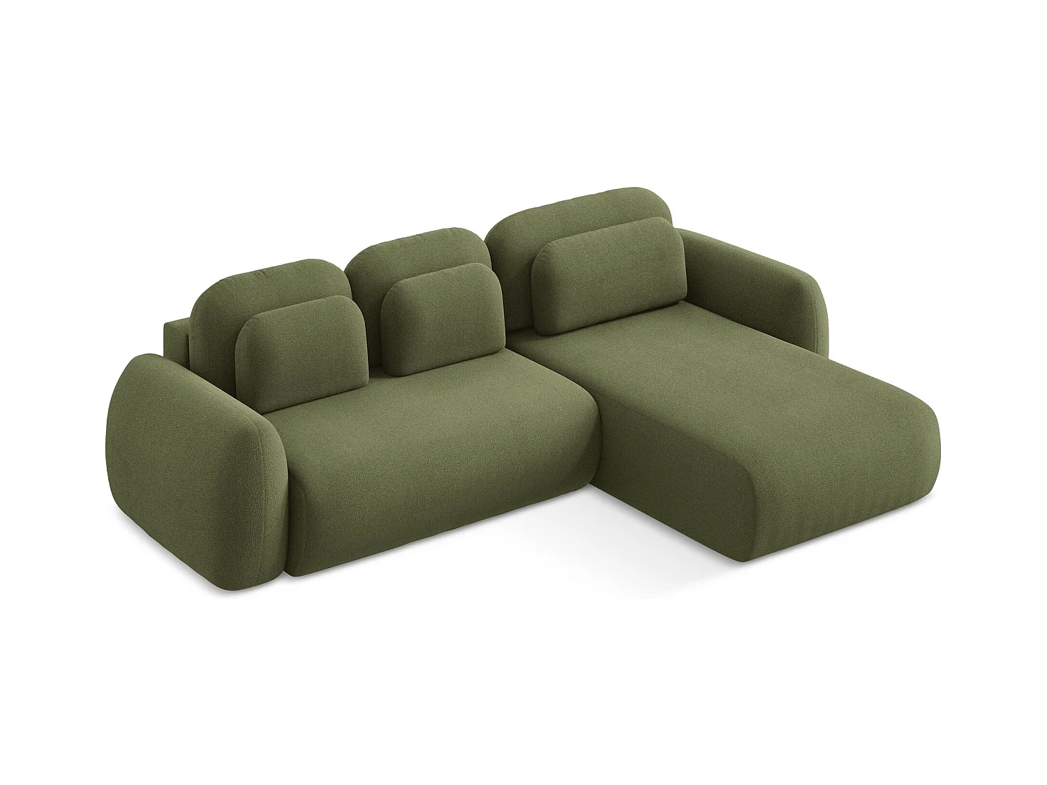 Canapé d'angle droit convertible en tissu bouclette - vert - LOHI