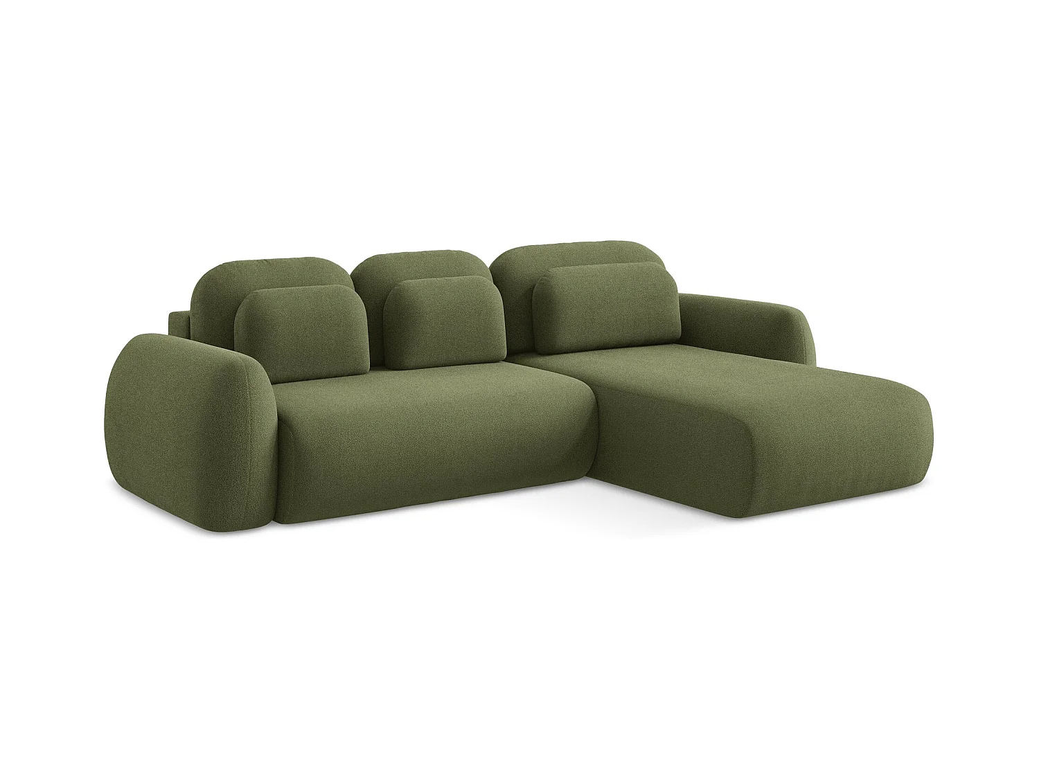 Ecksofa mit Schlaffunktion - Ecke Rechts - Bouclé - Grün - LOHI