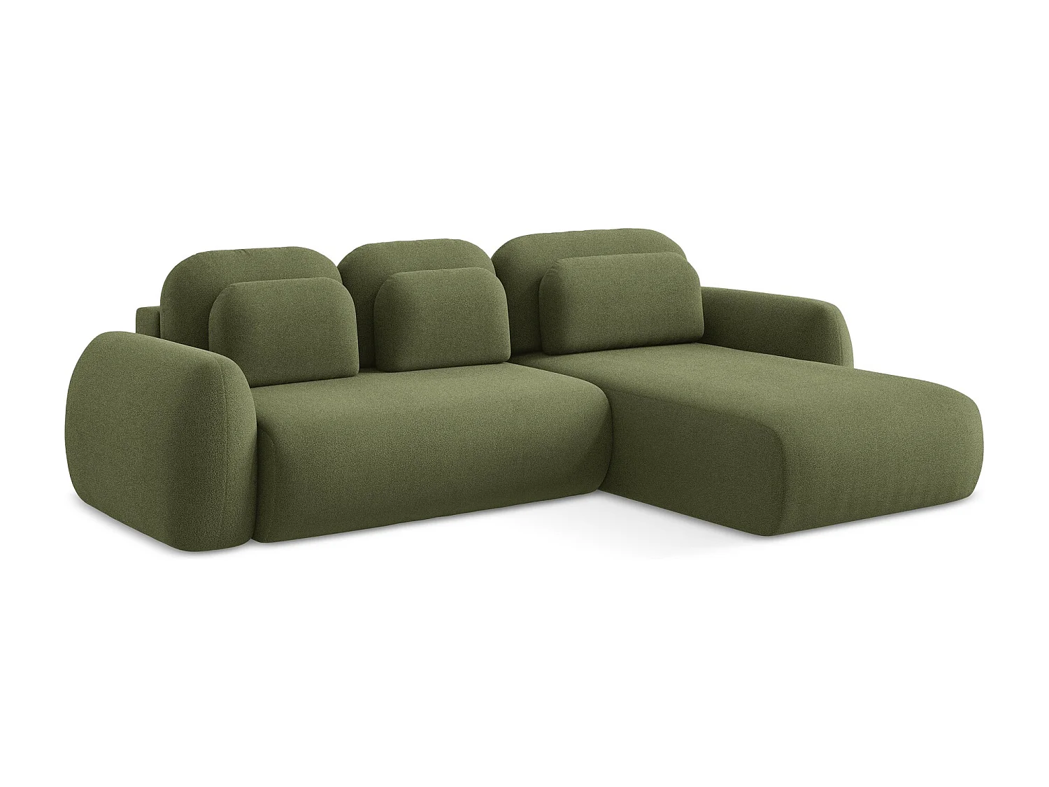 Canapé d'angle droit convertible en tissu bouclette - vert - LOHI