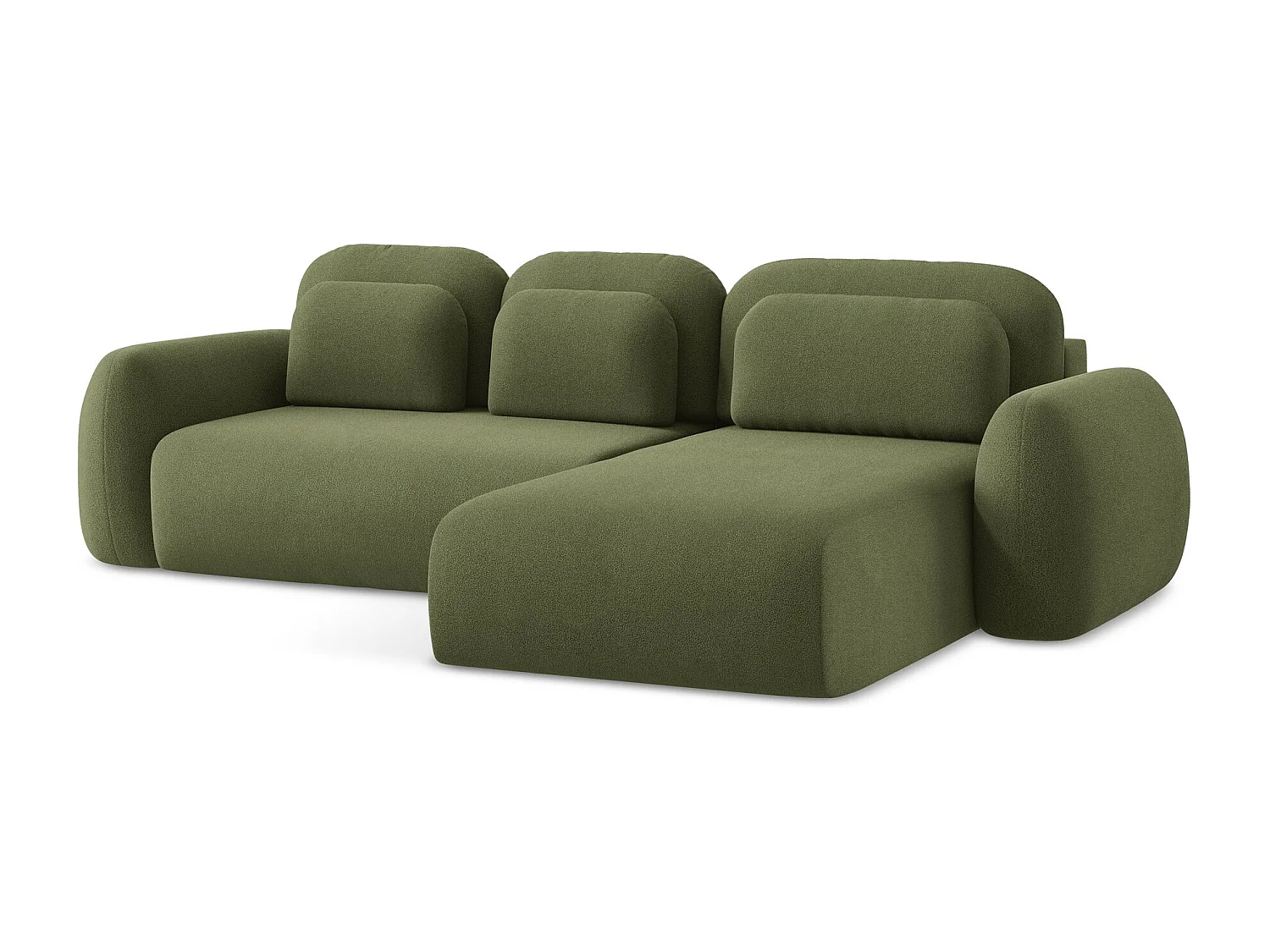 Canapé d'angle droit convertible en tissu bouclette - vert - LOHI