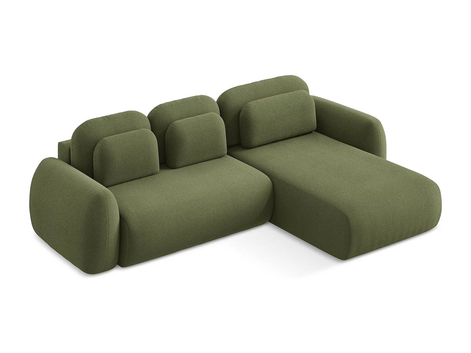 Canapé d'angle droit convertible en tissu bouclette - vert - LOHI