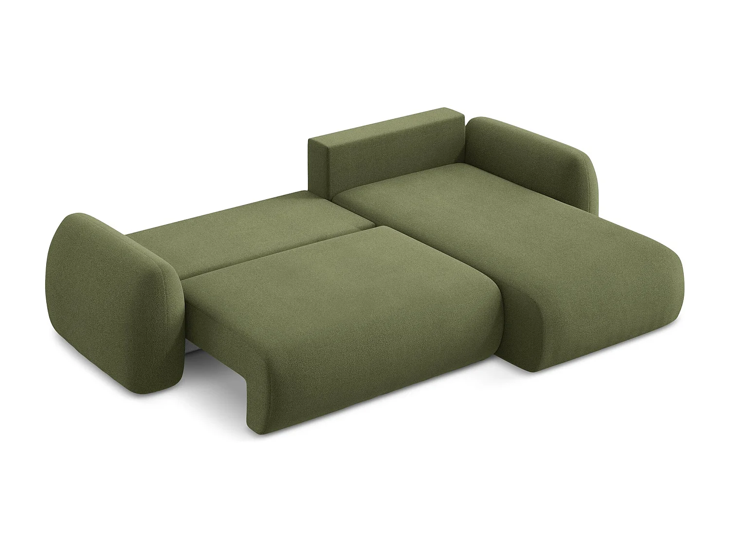 Canapé d'angle droit convertible en tissu bouclette - vert - LOHI