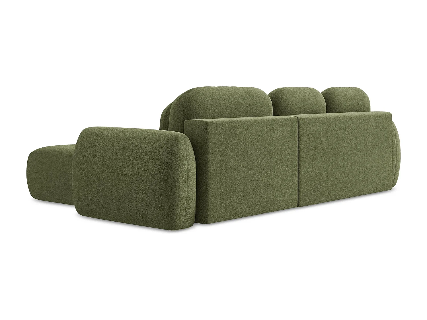 Canapé d'angle droit convertible en tissu bouclette - vert - LOHI