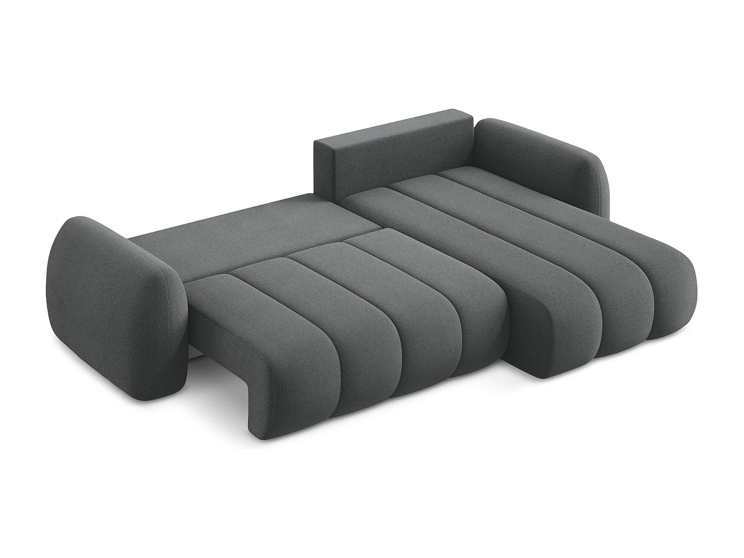 Canapé d'angle droit convertible en tissu bouclette - gris foncé - PELE