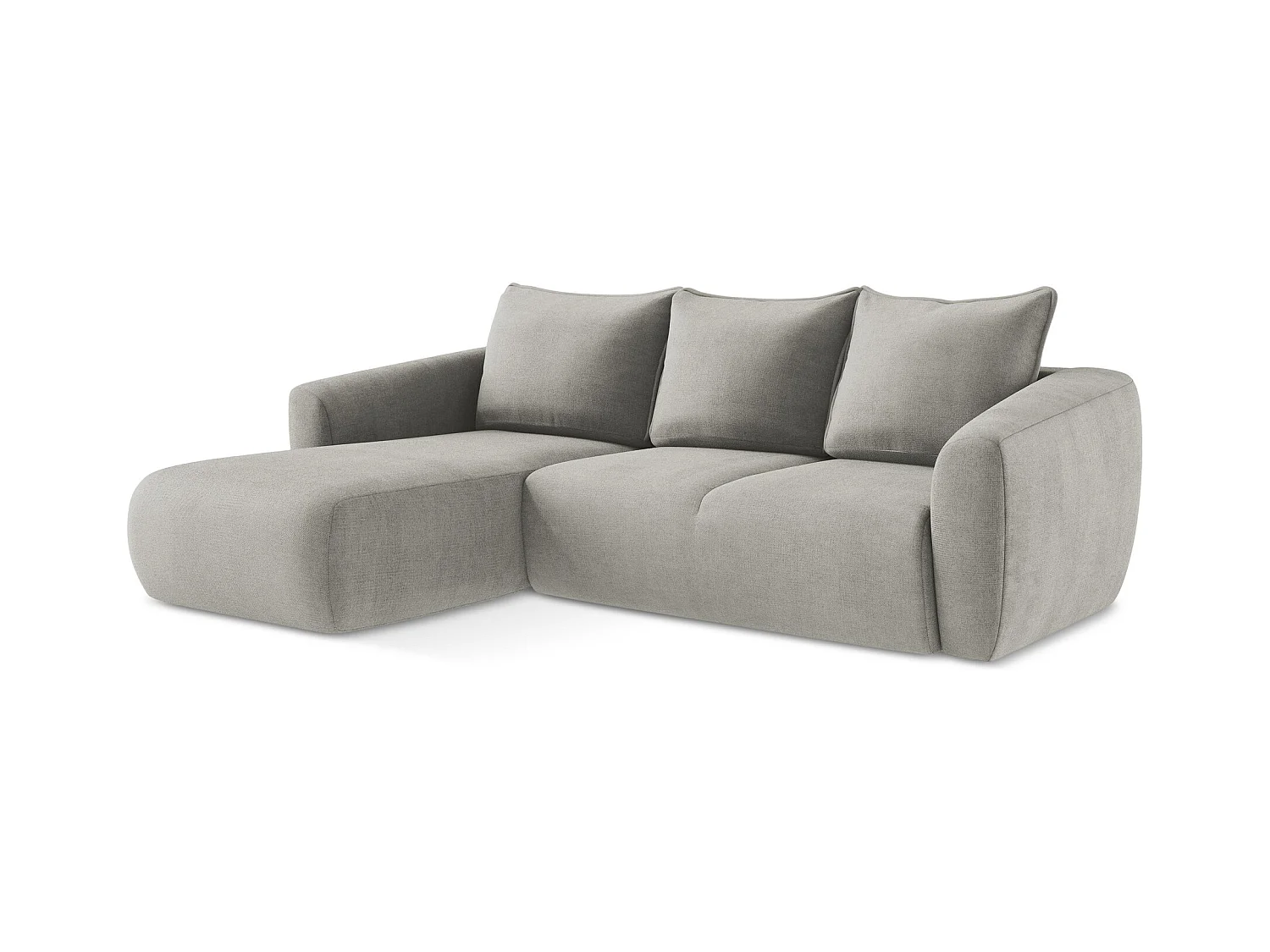 3-Sitzer Ecksofa mit Schlaffunktion - Ecke Links - Strukturstoff - Hellgrau - GUAVA