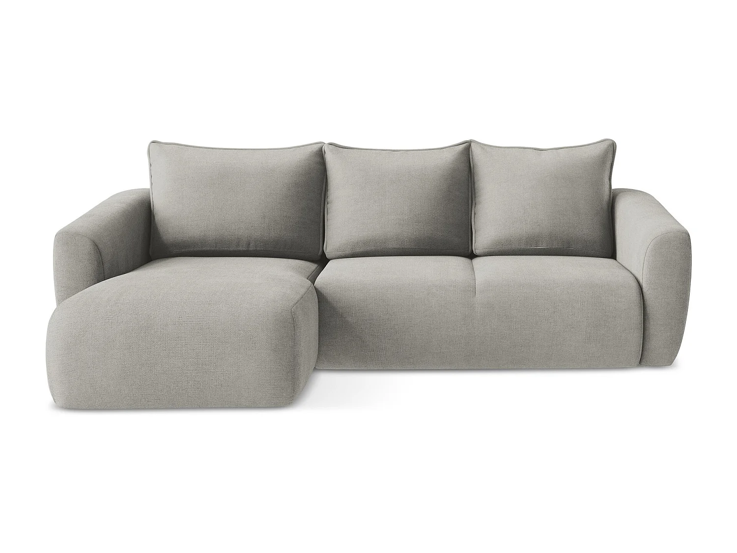 Canapé d’angle 3 places gauche convertible en tissu texturé - gris clair - GUAVA