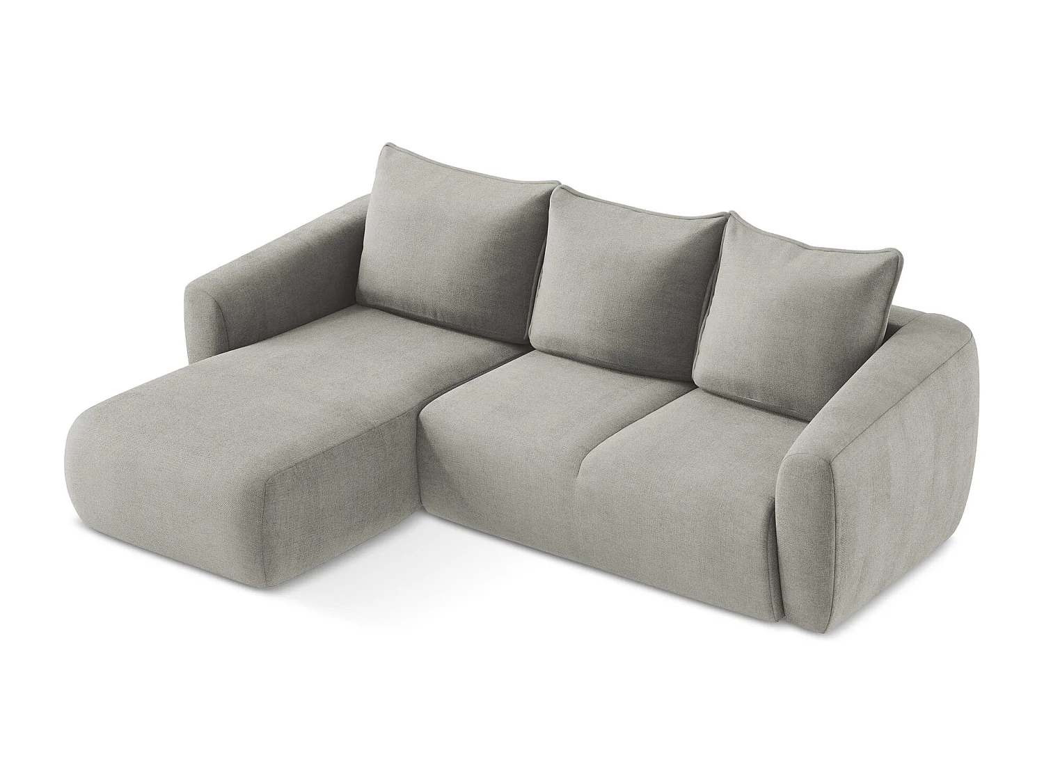 Canapé d’angle 3 places gauche convertible en tissu texturé - gris clair - GUAVA