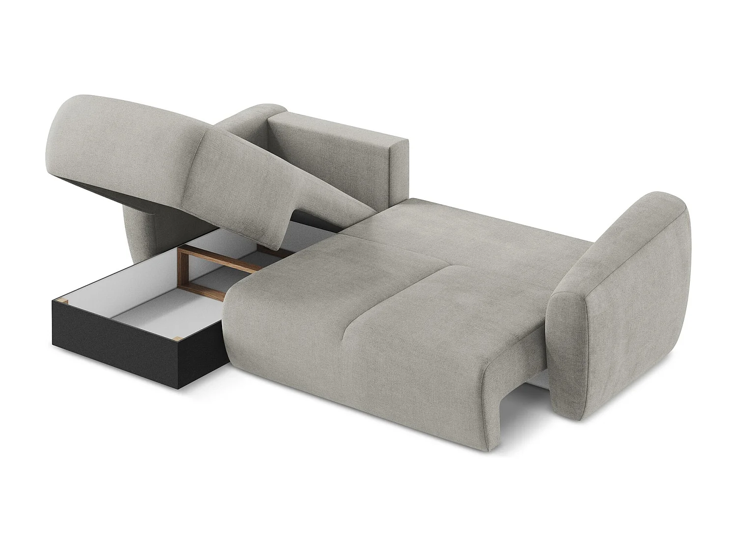 Canapé d’angle 3 places gauche convertible en tissu texturé - gris clair - GUAVA