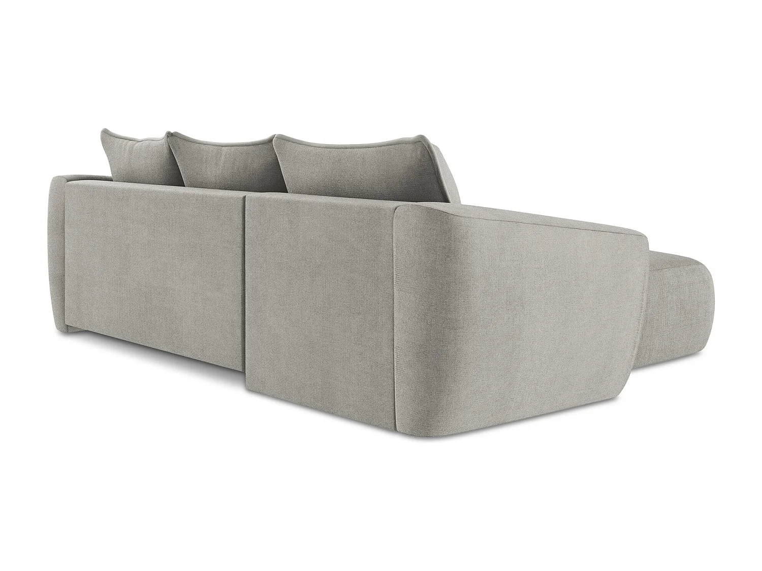 Canapé d’angle 3 places gauche convertible en tissu texturé - gris clair - GUAVA