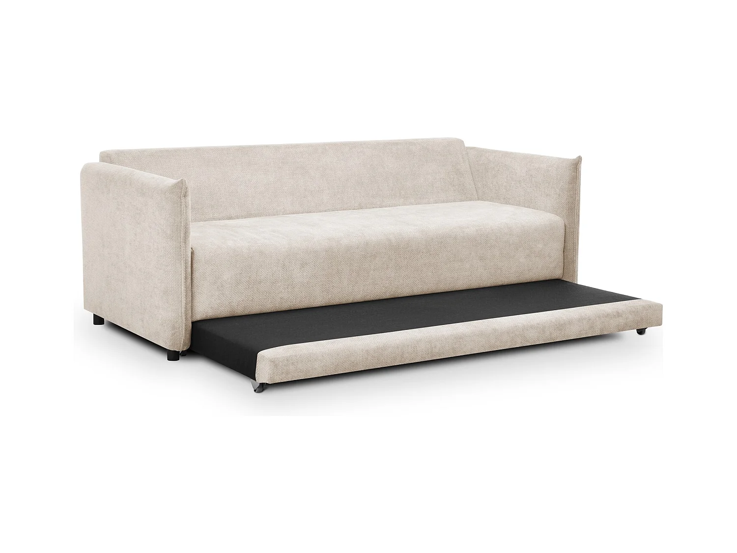 Canapé 3 places convertible en tissu chenille - beige clair - PIKO