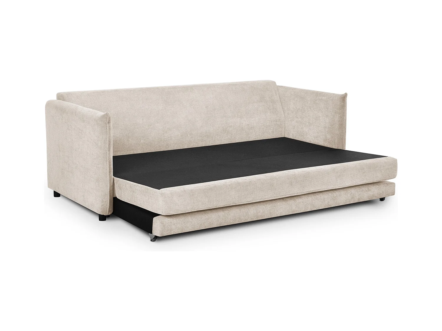 Canapé 3 places convertible en tissu chenille - beige clair - PIKO