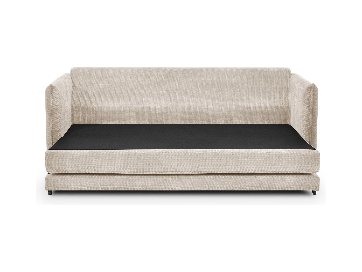 Canapé 3 places convertible en tissu chenille - beige clair - PIKO