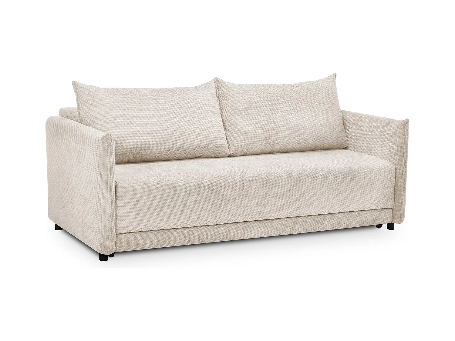 Canapé 3 places convertible en tissu chenille - beige clair - PIKO