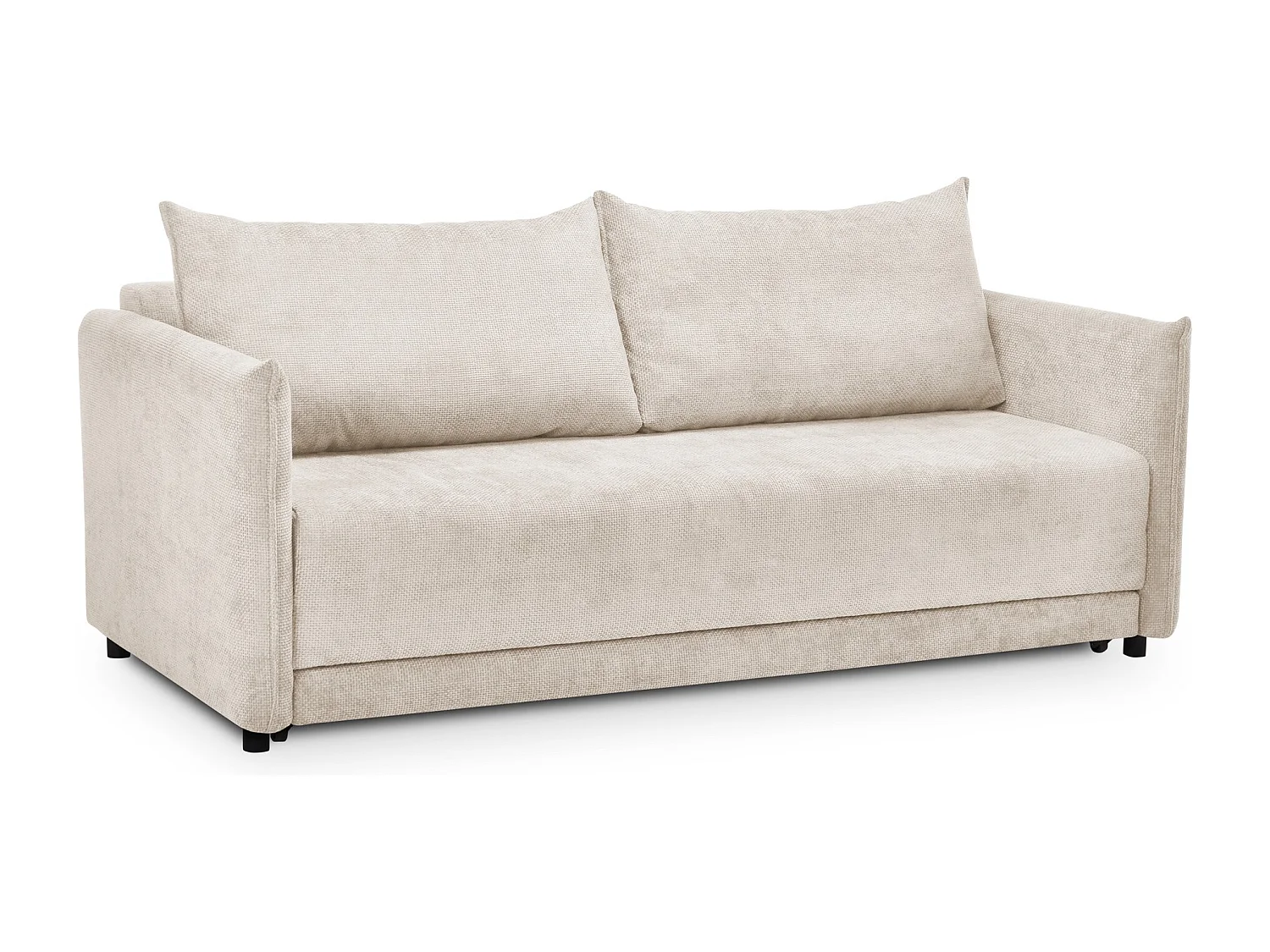 Canapé 3 places convertible en tissu chenille - beige clair - PIKO