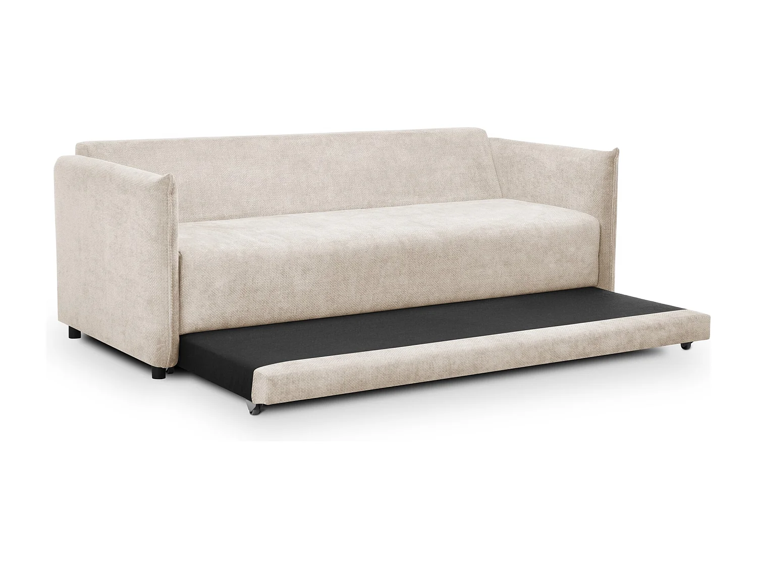 Canapé 3 places convertible en tissu chenille - beige clair - PIKO