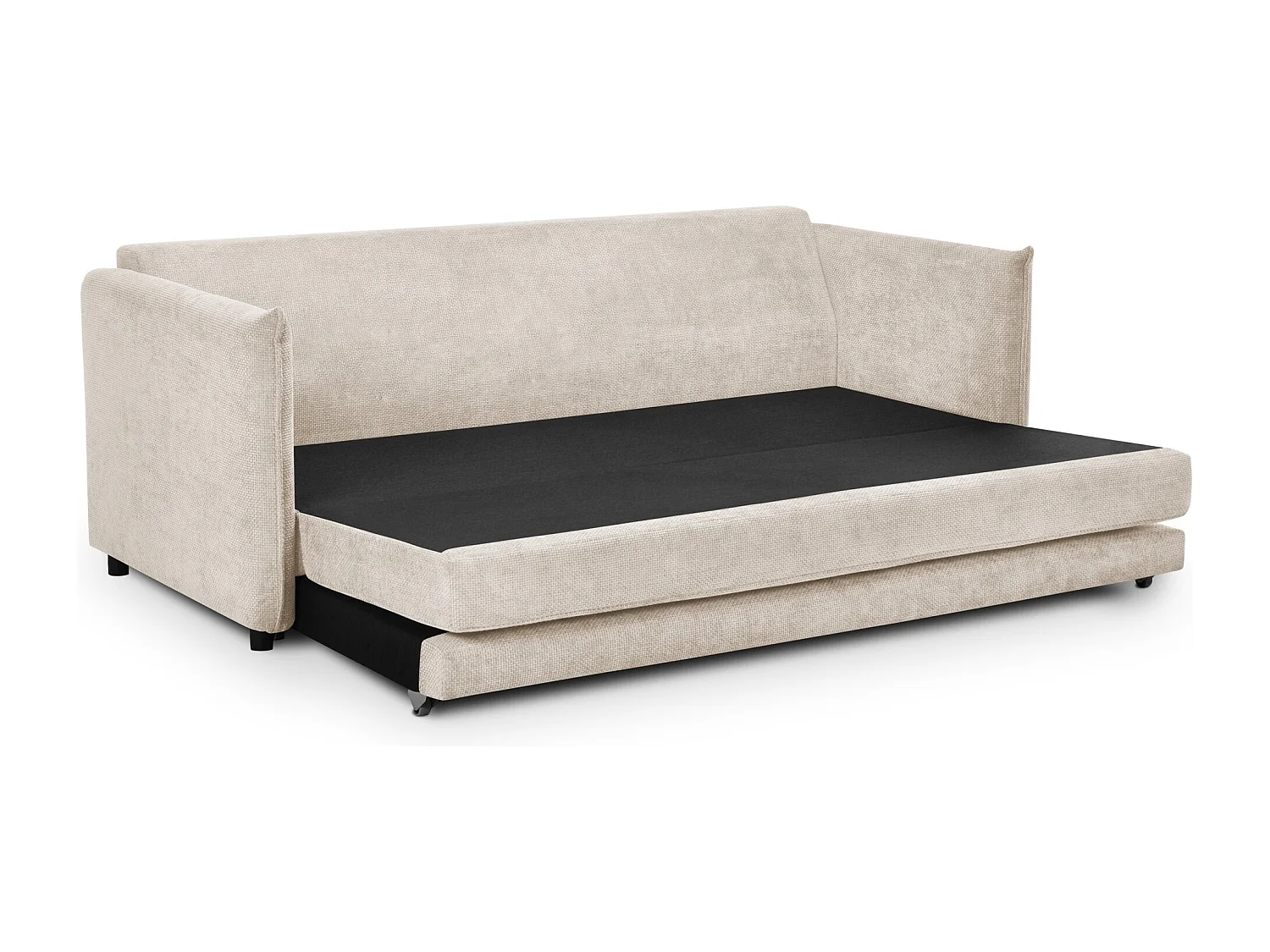 Canapé 3 places convertible en tissu chenille - beige clair - PIKO