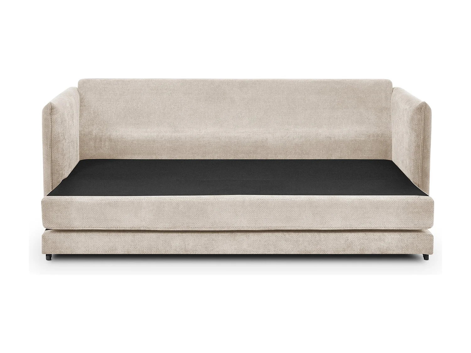 Canapé 3 places convertible en tissu chenille - beige clair - PIKO