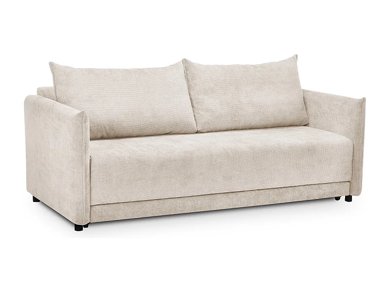 Canapé 3 places convertible en tissu chenille - beige clair - PIKO