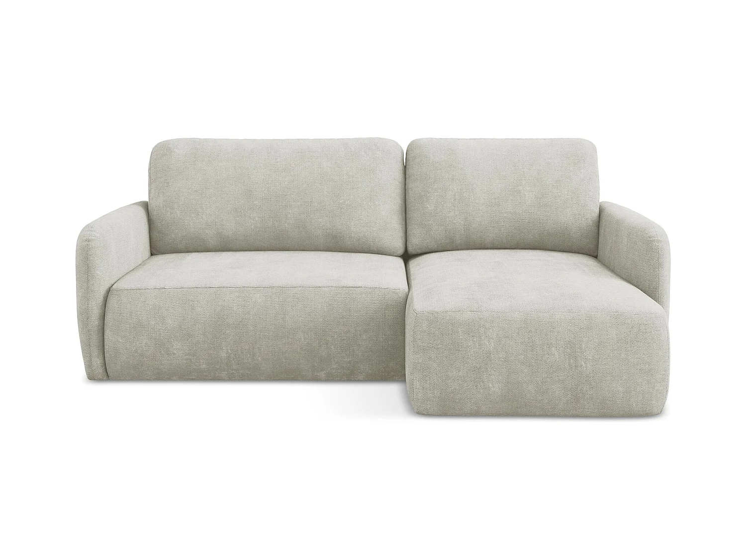 Canapé d'angle droit convertible en tissu chenille - perle - LILO