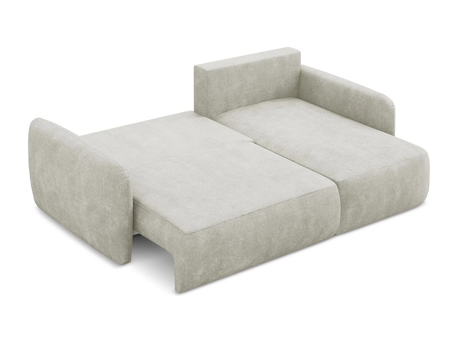 Canapé d'angle droit convertible en tissu chenille - perle - LILO