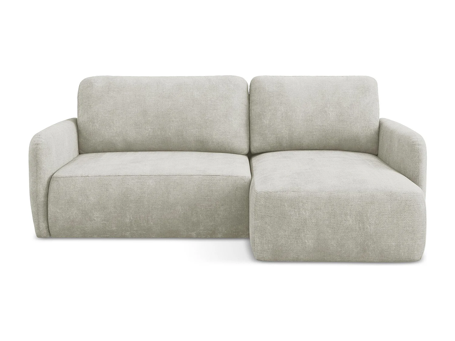 Canapé d'angle droit convertible en tissu chenille - perle - LILO