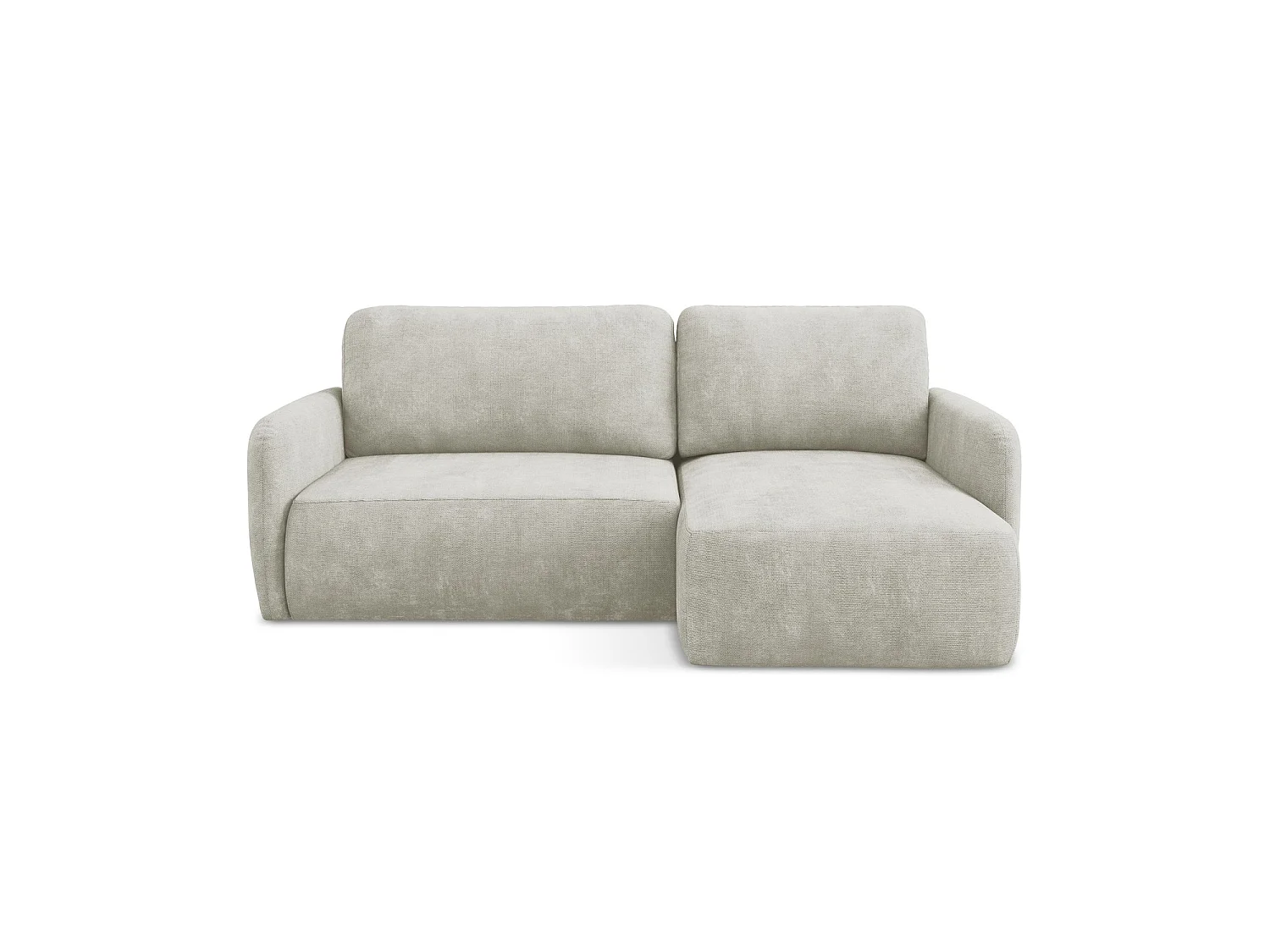 Canapé d'angle droit convertible en tissu chenille - perle - CORLE