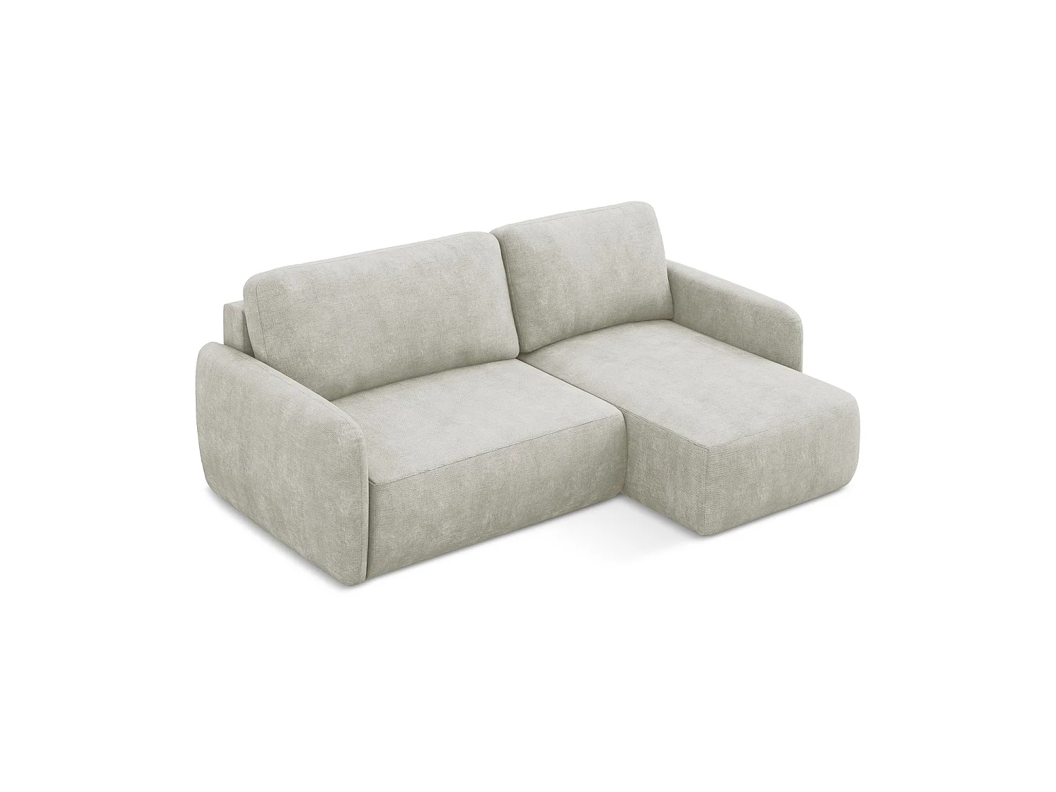 Canapé d'angle droit convertible en tissu chenille - perle - CORLE
