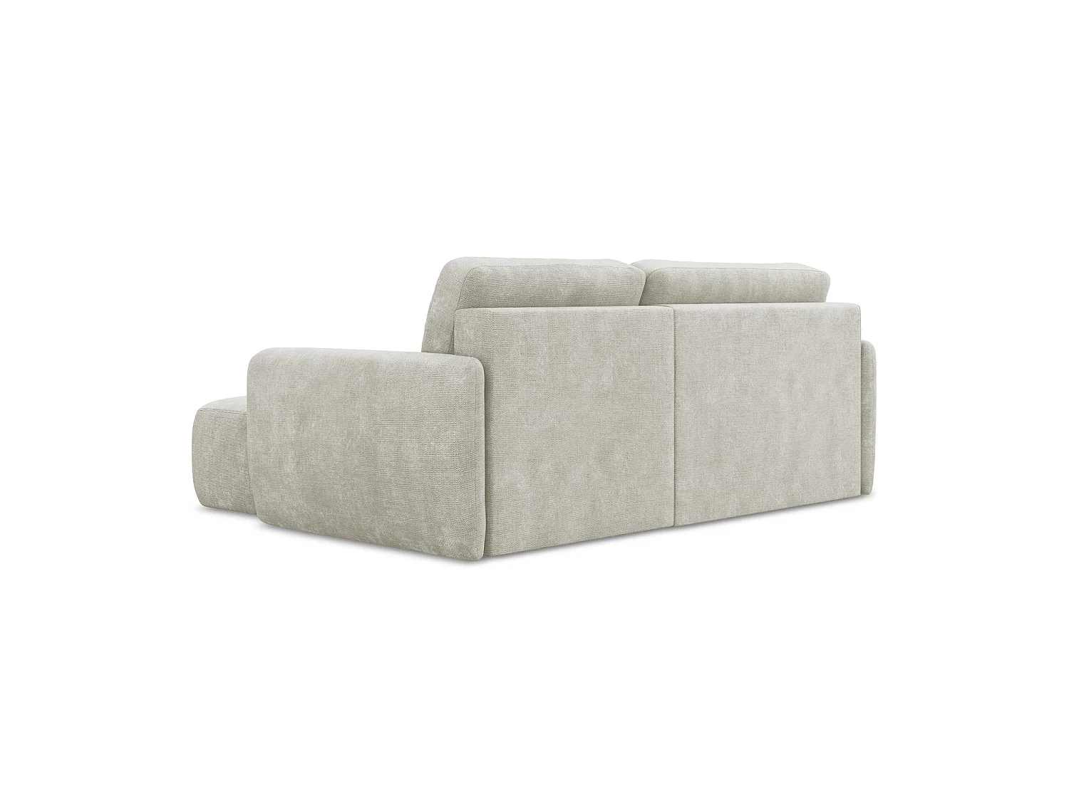 Canapé d'angle droit convertible en tissu chenille - perle - CORLE