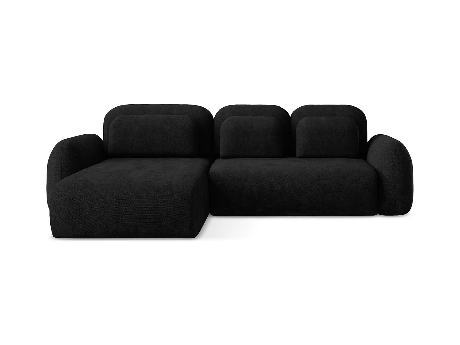 Canapé d’angle 3 places gauche convertible en tissu chenille - noir - LOHI