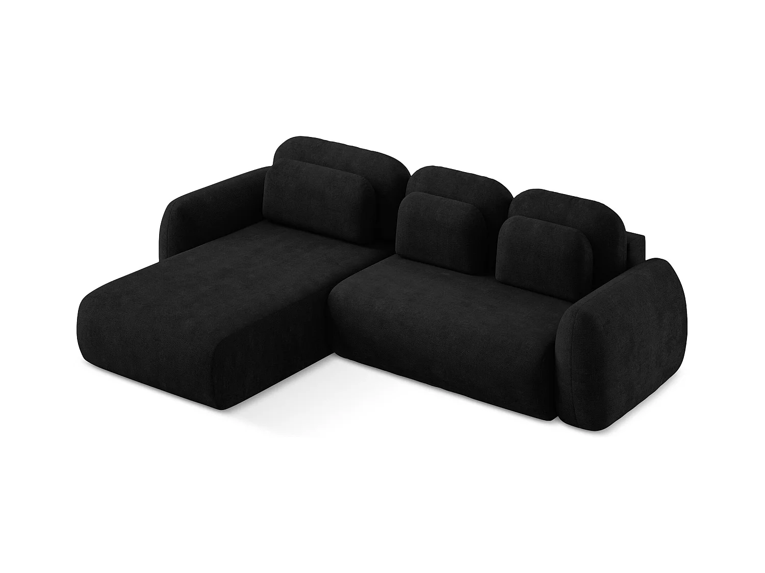 Canapé d’angle 3 places gauche convertible en tissu chenille - noir - LOHI