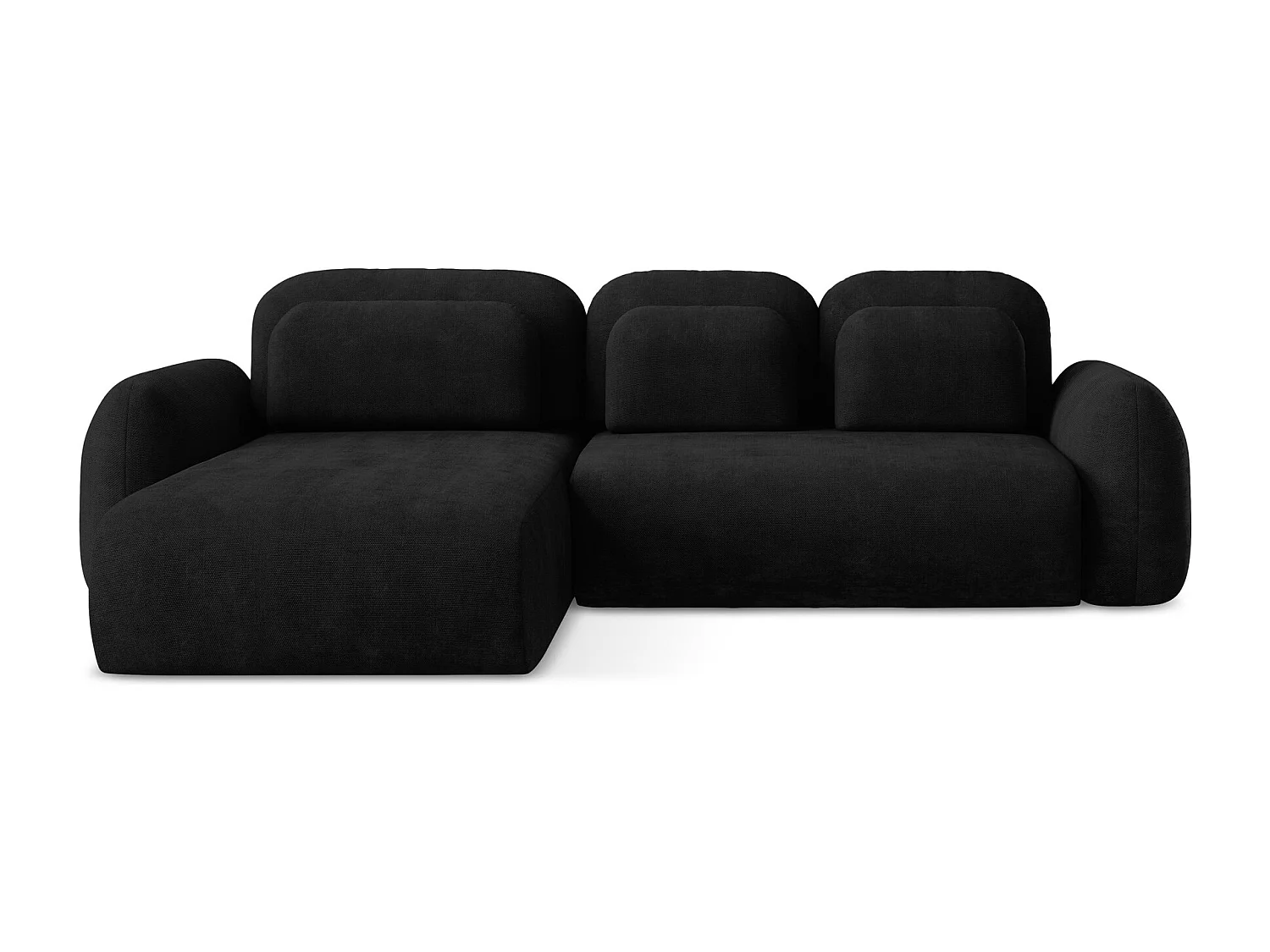 Canapé d’angle 3 places gauche convertible en tissu chenille - noir - LOHI