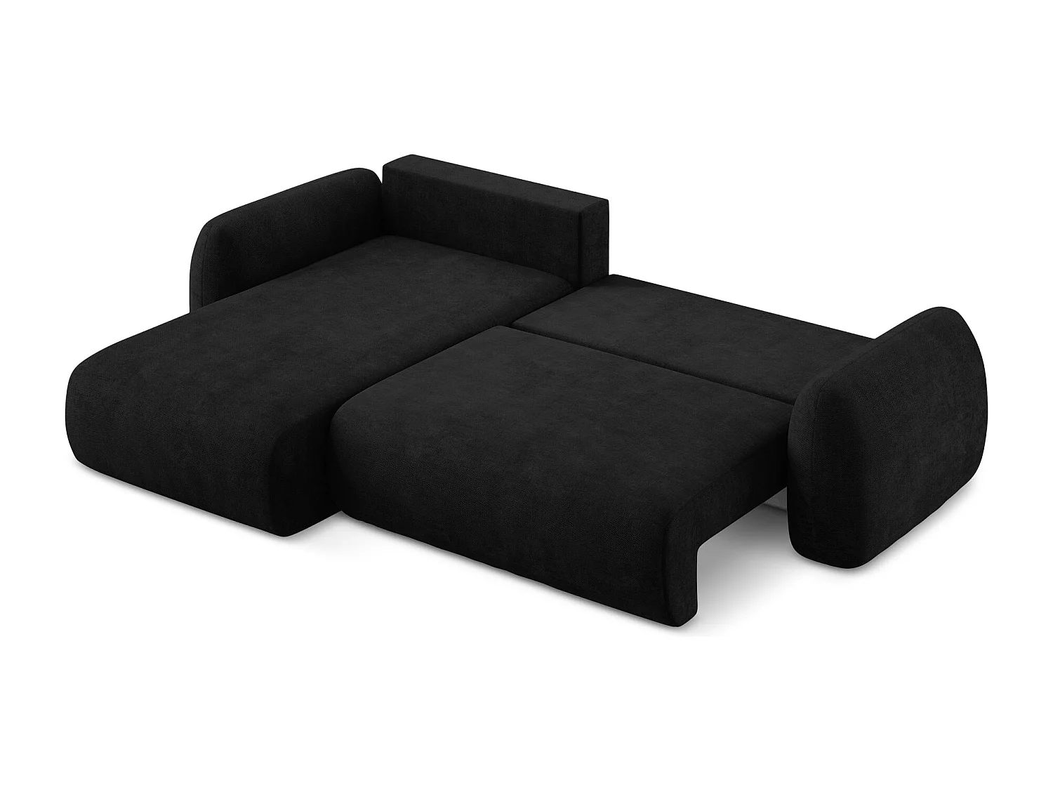 Canapé d’angle 3 places gauche convertible en tissu chenille - noir - LOHI
