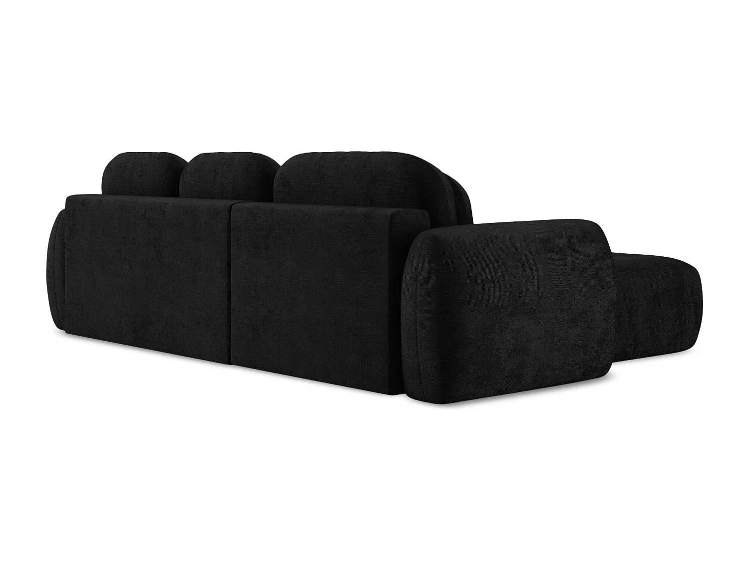 Canapé d’angle 3 places gauche convertible en tissu chenille - noir - LOHI