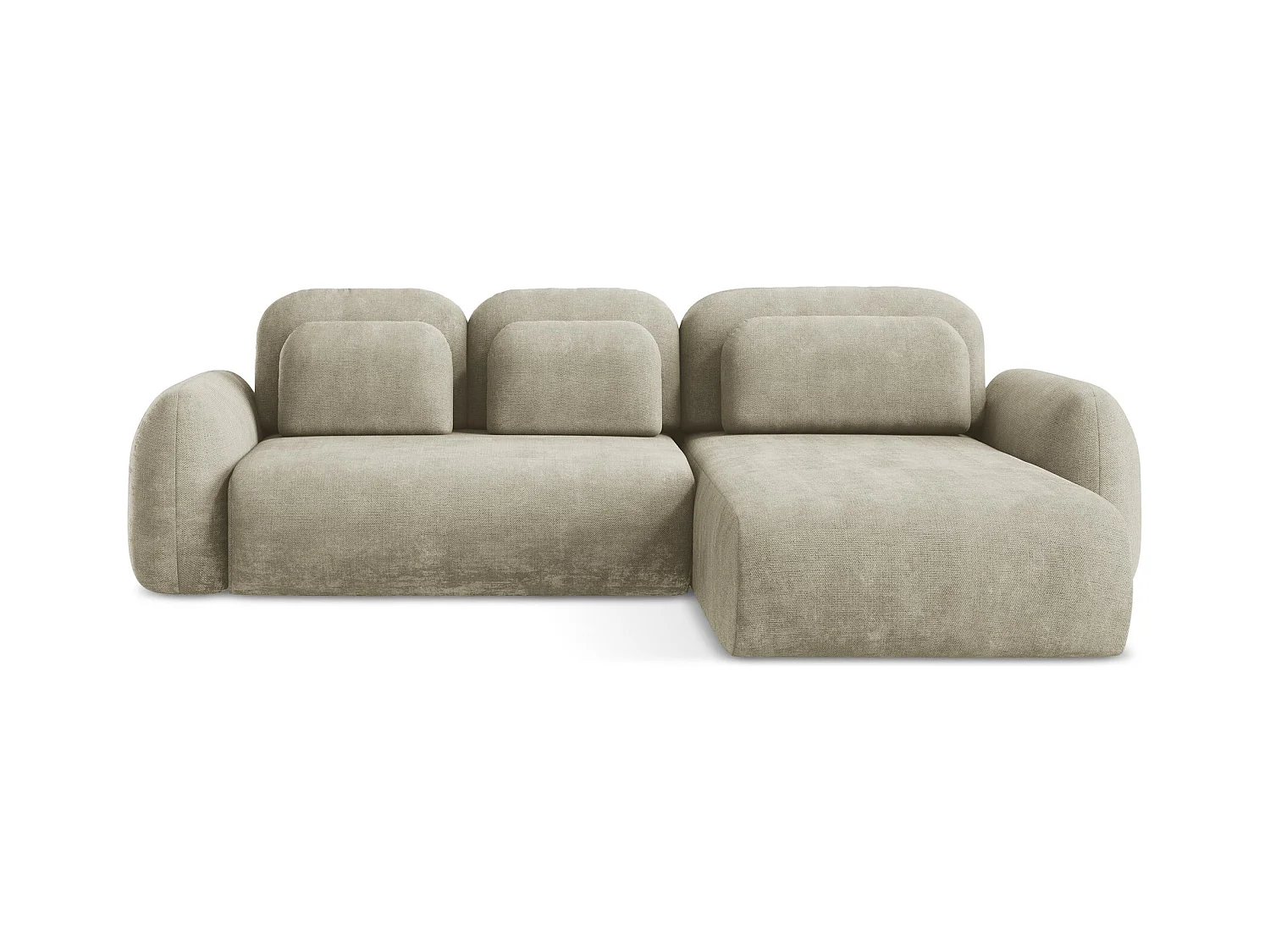 Canapé d'angle droit convertible en tissu chenille - beige - LOHI