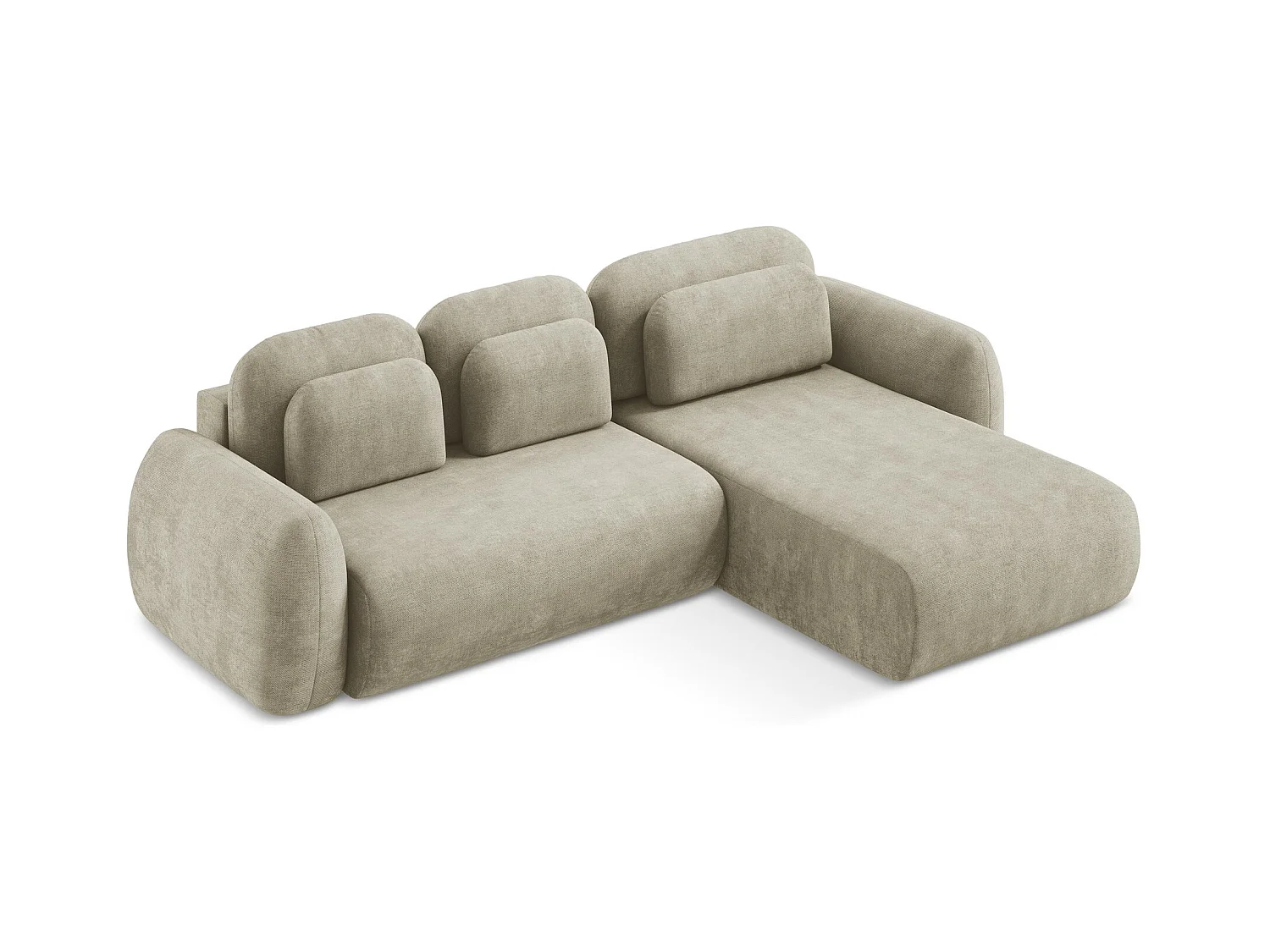 Canapé d'angle droit convertible en tissu chenille - beige - LOHI