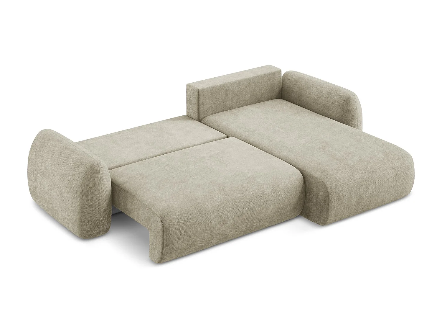 Canapé d'angle droit convertible en tissu chenille - beige - LOHI