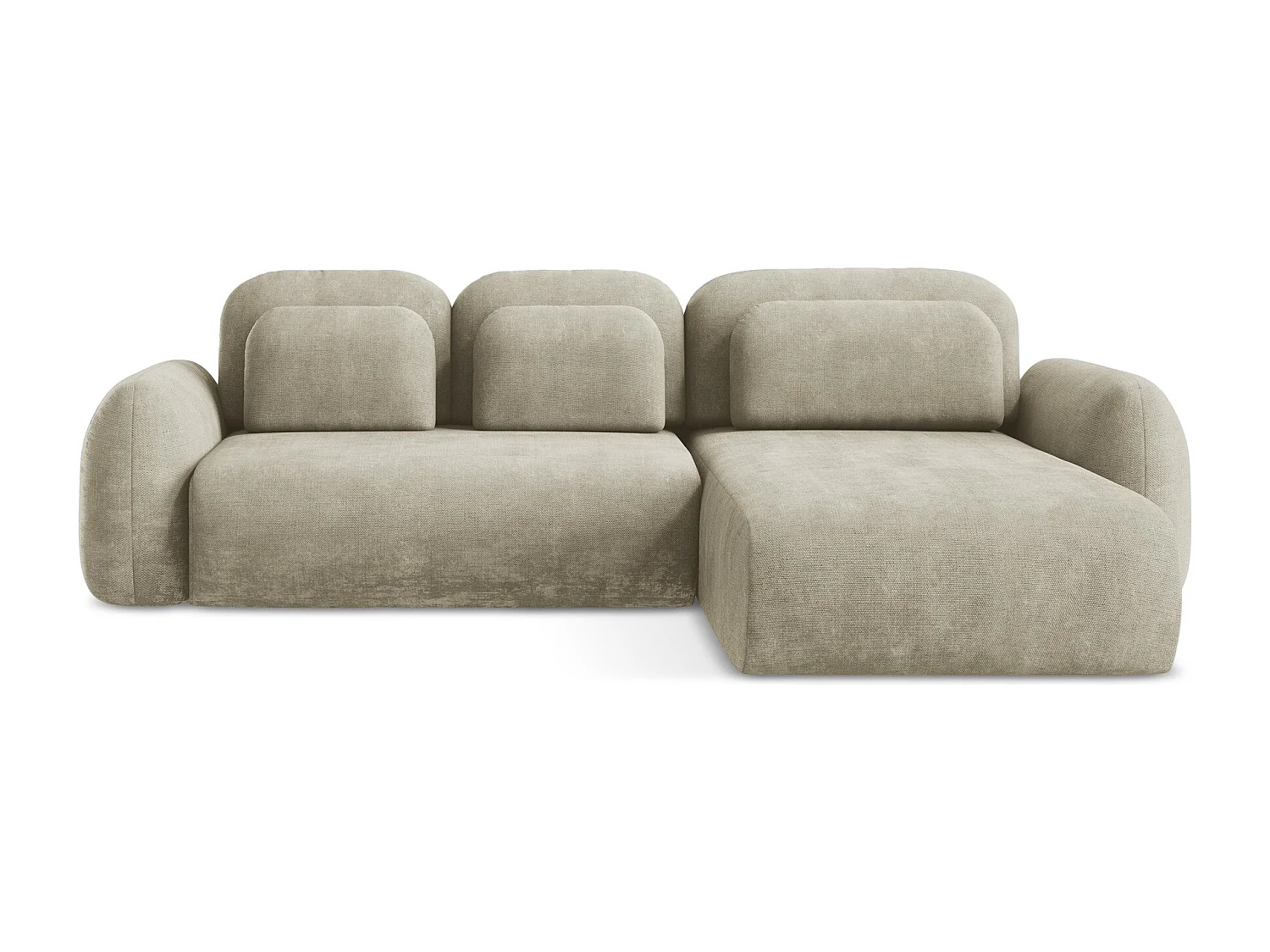 Canapé d'angle droit convertible en tissu chenille - beige - LOHI