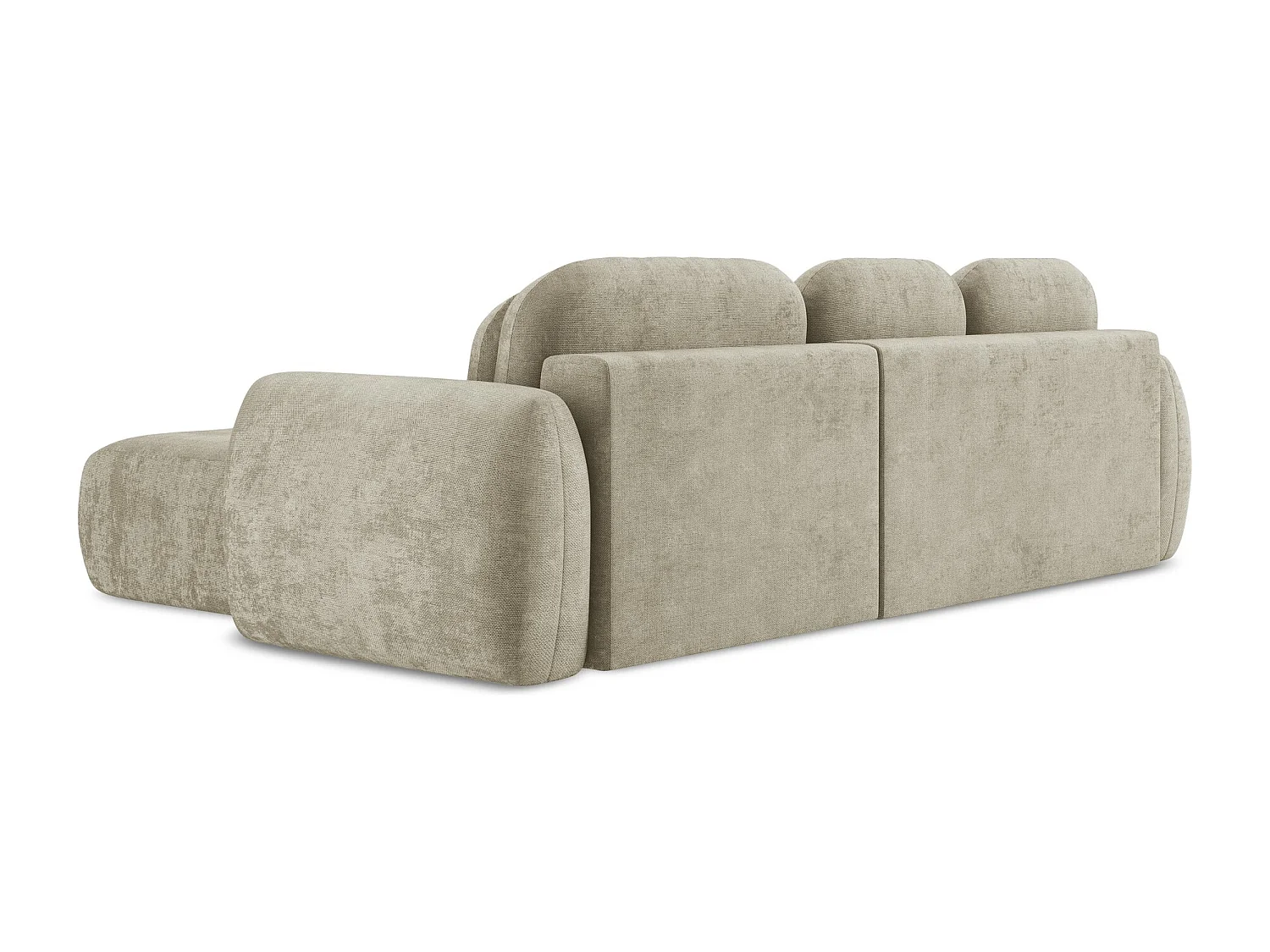 Canapé d'angle droit convertible en tissu chenille - beige - LOHI