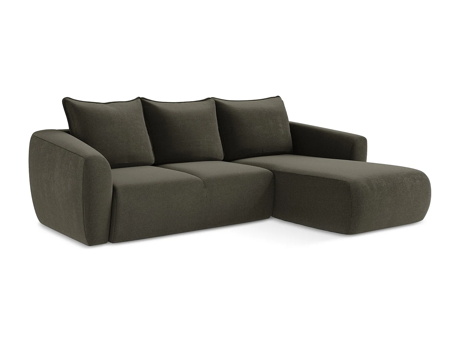 Canapé d'angle droit convertible en tissu texturé - taupe - GUAVA