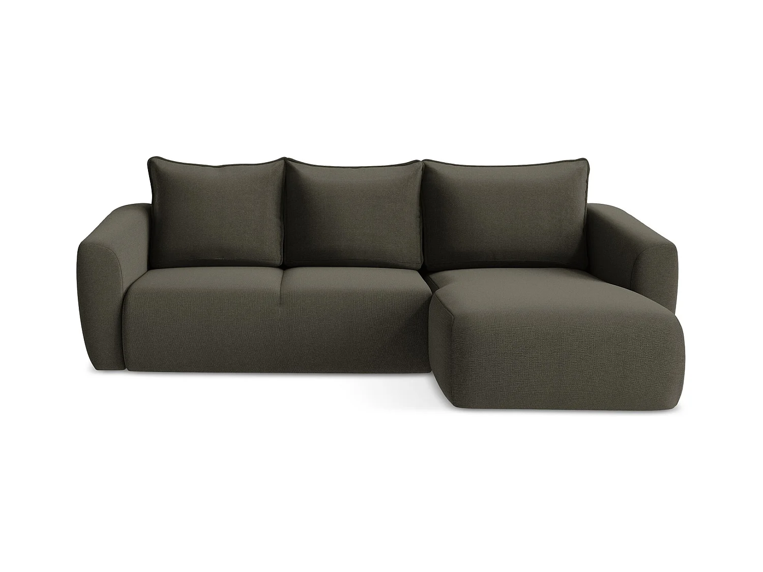 Canapé d'angle droit convertible en tissu texturé - taupe - GUAVA