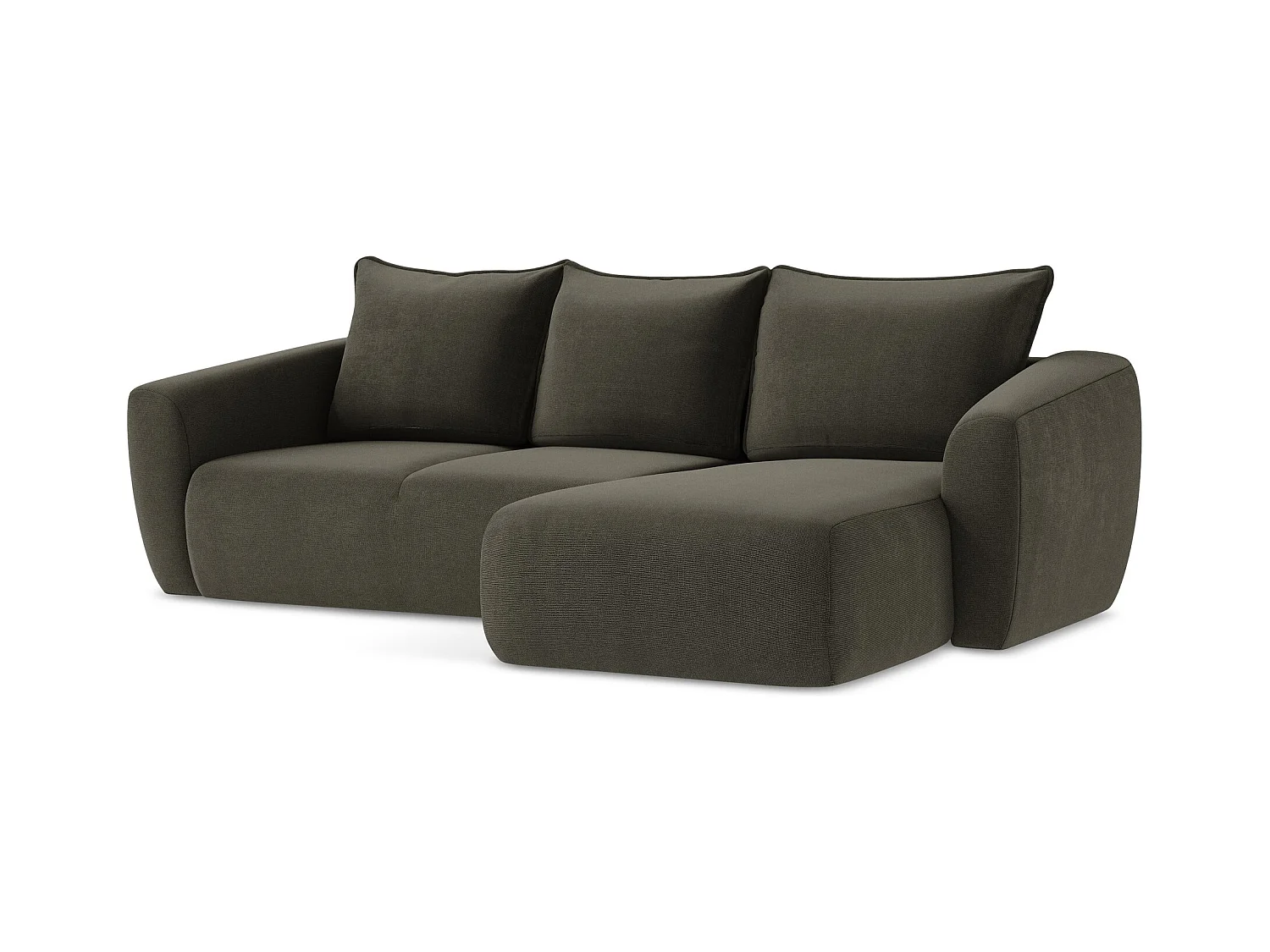 Canapé d'angle droit convertible en tissu texturé - taupe - GUAVA