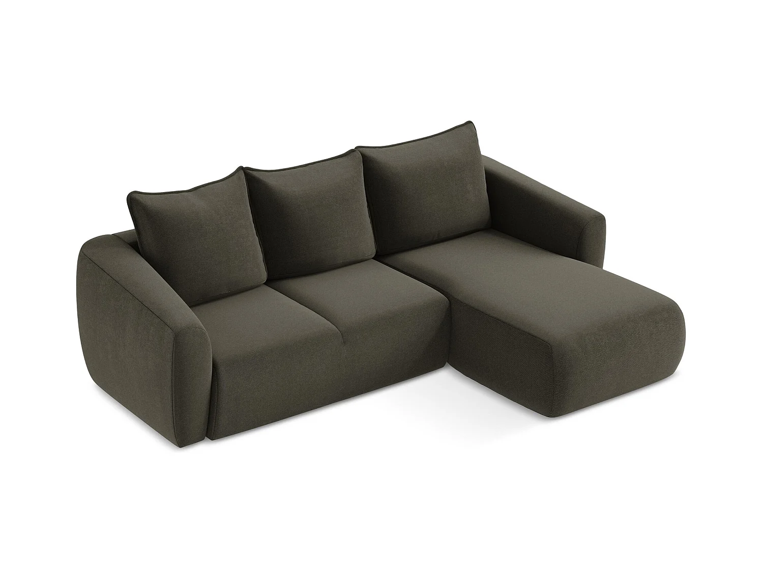 Canapé d'angle droit convertible en tissu texturé - taupe - GUAVA