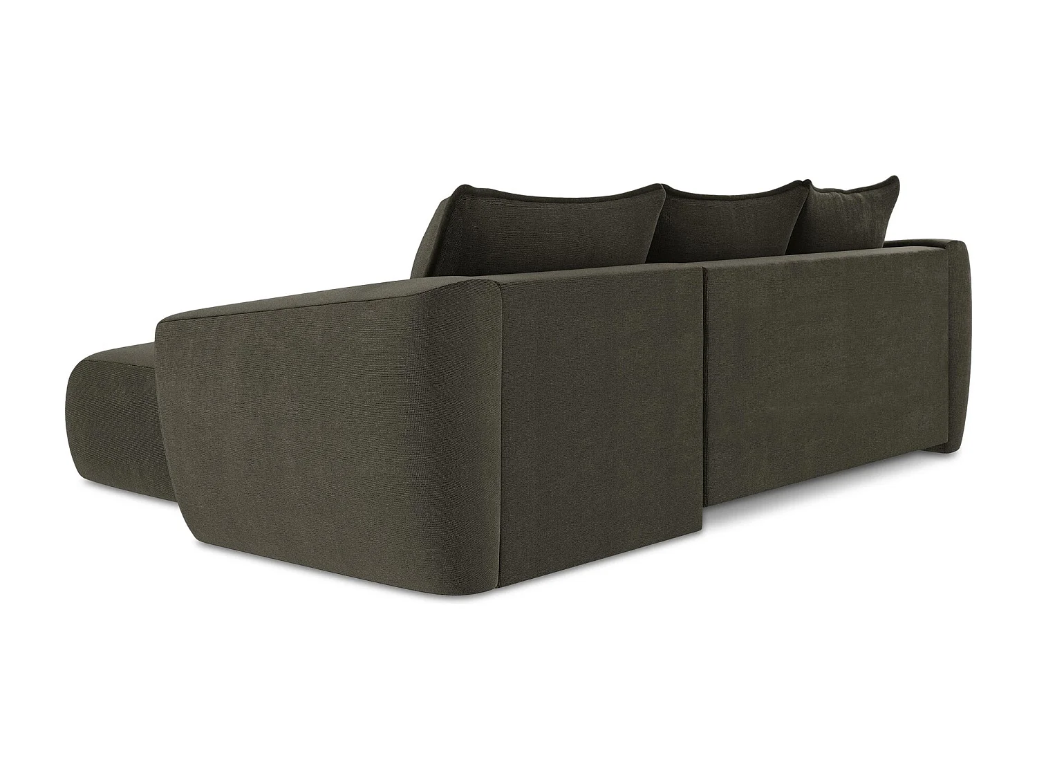 Canapé d'angle droit convertible en tissu texturé - taupe - GUAVA