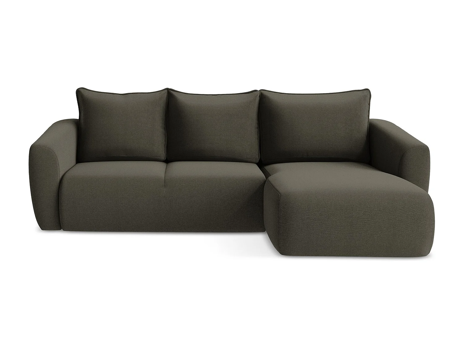 Canapé d'angle droit convertible en tissu texturé - taupe - GUAVA