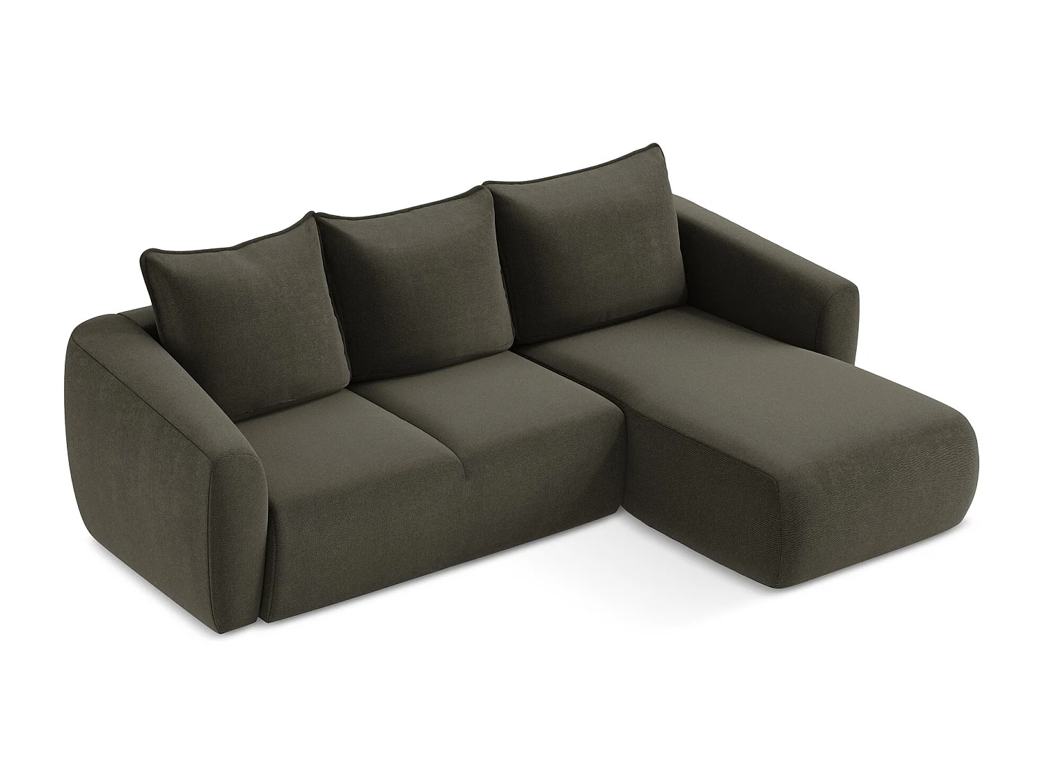 Canapé d'angle droit convertible en tissu texturé - taupe - GUAVA