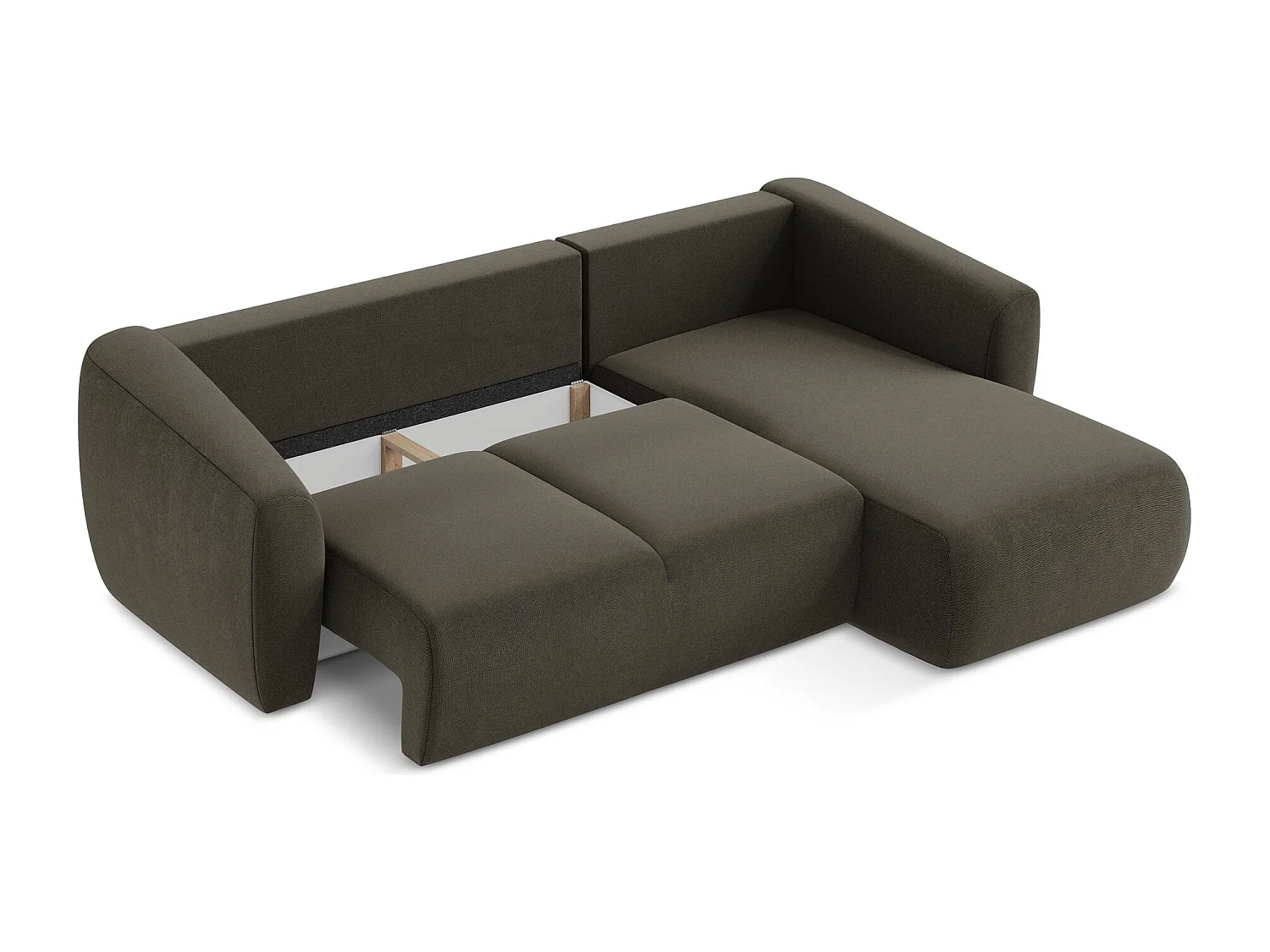 Canapé d'angle droit convertible en tissu texturé - taupe - GUAVA