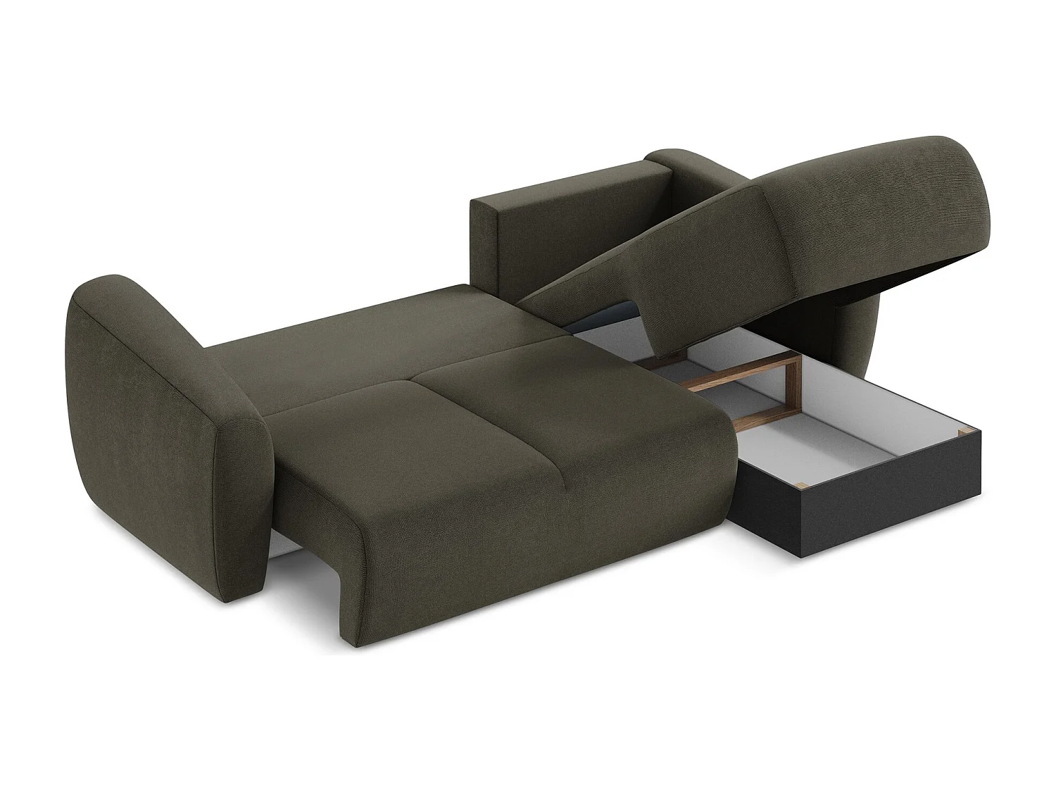 Canapé d'angle droit convertible en tissu texturé - taupe - GUAVA