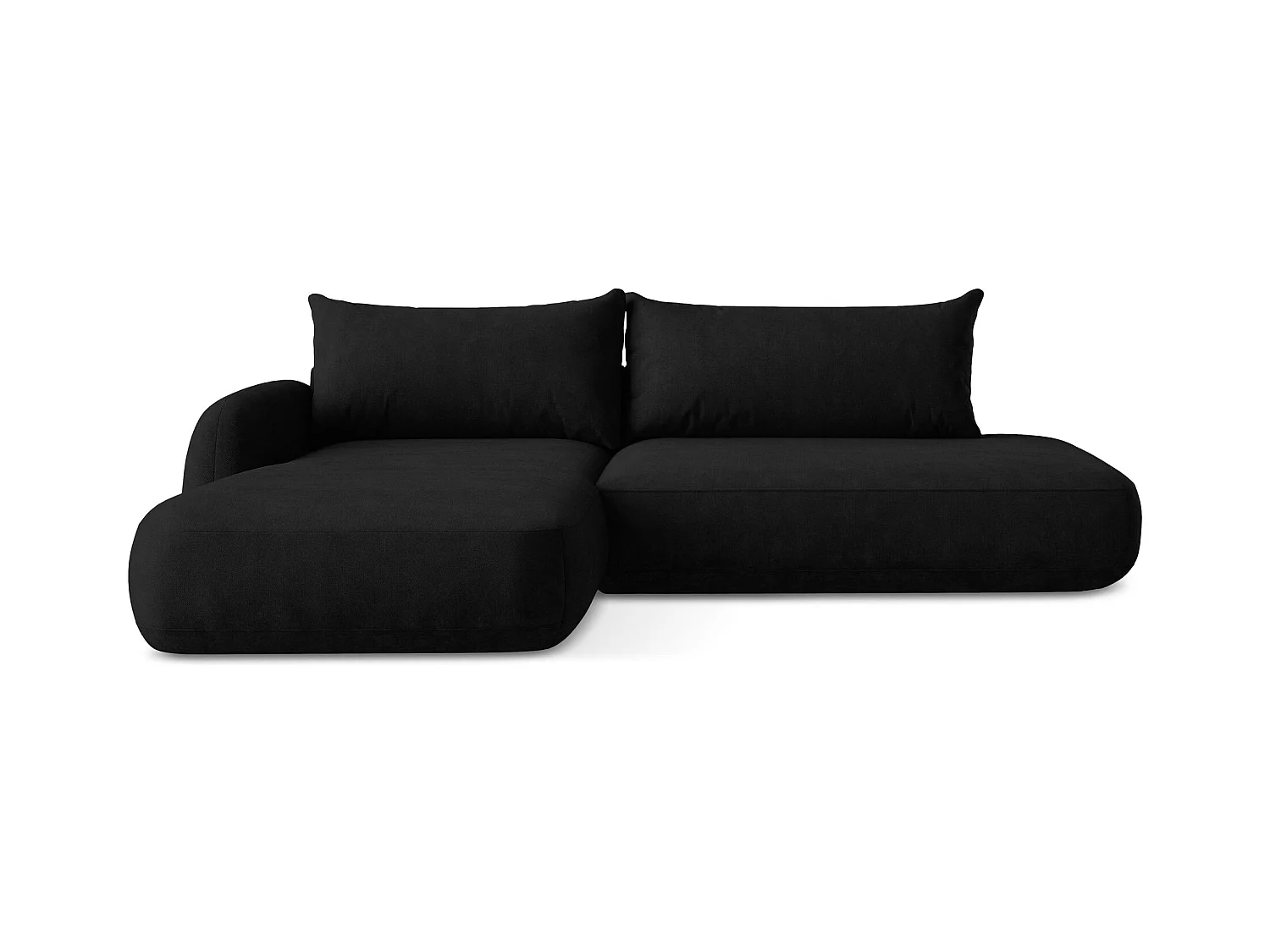 Canapé d’angle 3 places gauche convertible en tissu chenille - noir - HALE