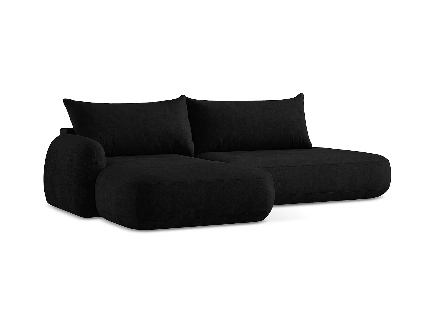 Canapé d’angle 3 places gauche convertible en tissu chenille - noir - HALE